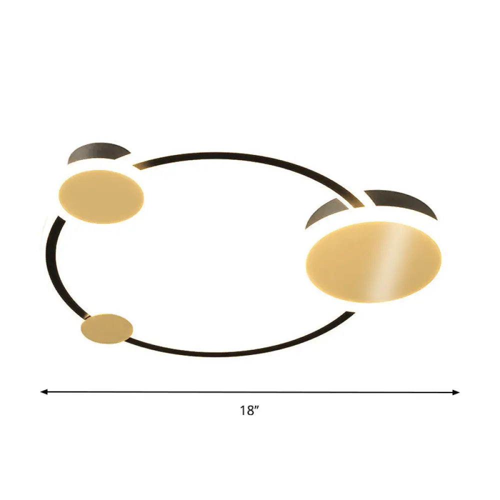 Modern Led Flush Mount Ceiling Light With Gold Ring And Warm/White Illumination