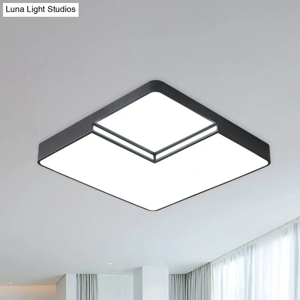 Modern Led Square Flush Mount Ceiling Light Fixture - White/Black White/Warm (16.5’/20.5’ W)