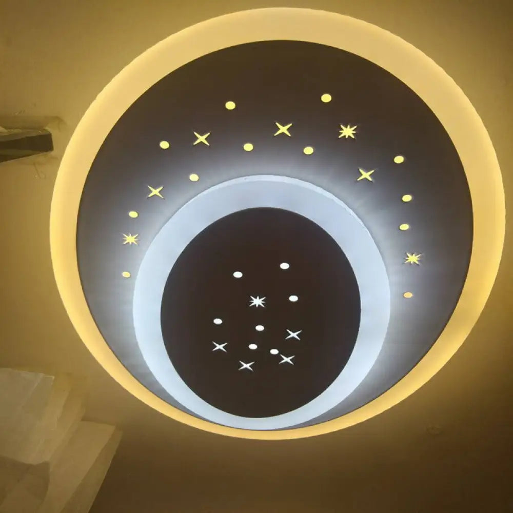 Modern Led Starry Flush Mount Wall Light In White: Triangle Rhombus & Star Design For The Bedroom