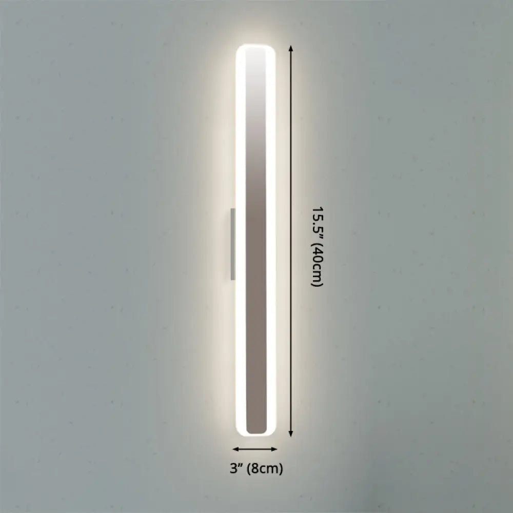 Modern Led Vanity Light - 16/20 Wide Acrylic Shade White Rectangular Mirror Lamp Warm/White