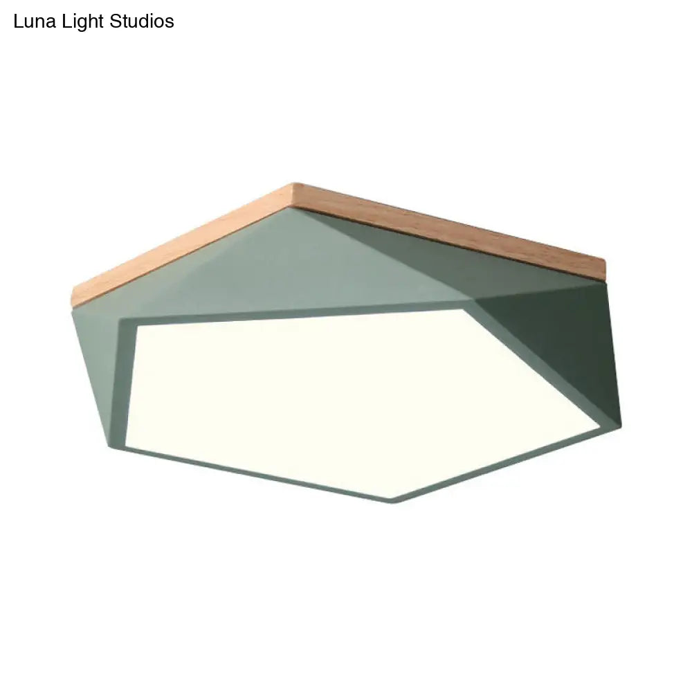 Modern Metal Led Bedroom Flush Mount Ceiling Light Fixture - Pentagon Lighting