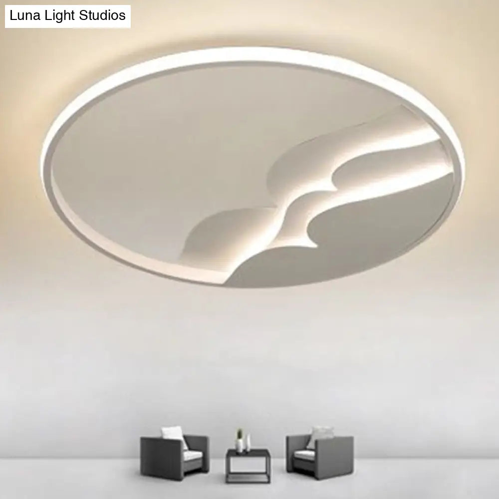 Modern Metal Led Flush Mount Ceiling Light With Halo Ring For Bedroom - White Flushmount