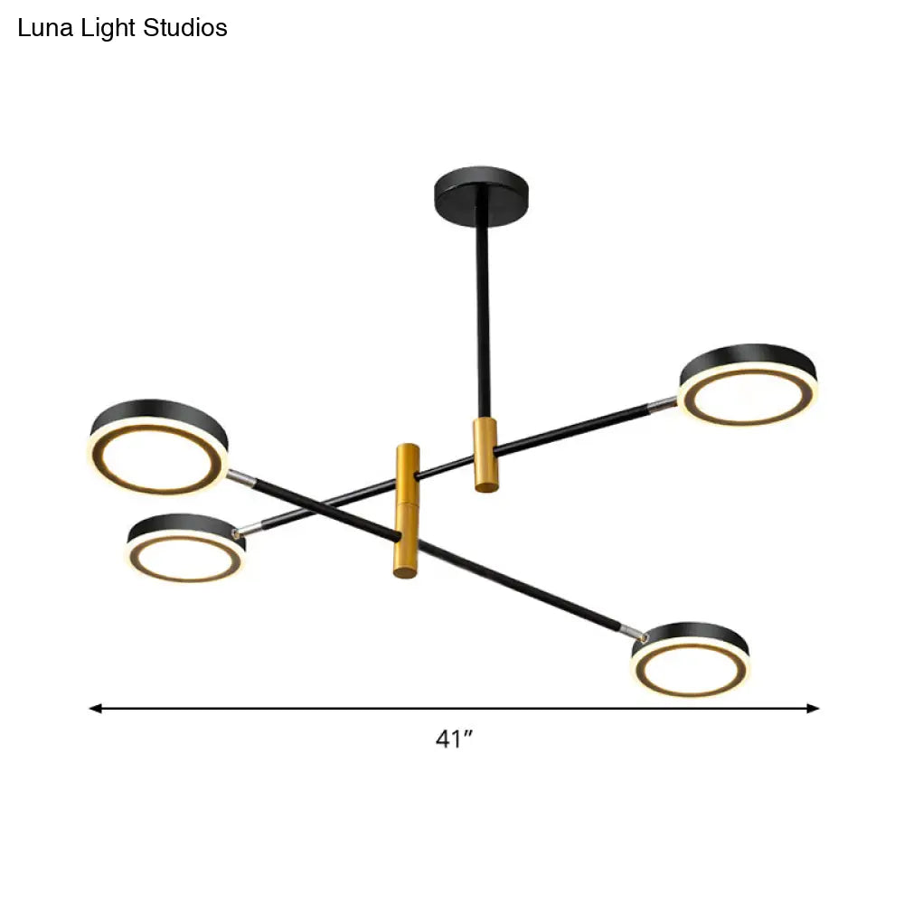 Modern Metal Starburst Chandelier - 4/6 Heads White/Black Gold Finish Warm/White Light