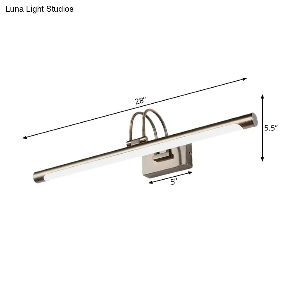Modern Metallic Arc Led Vanity Light Fixture With Acrylic Shade - 16.5/20.5 W Nickel Finish