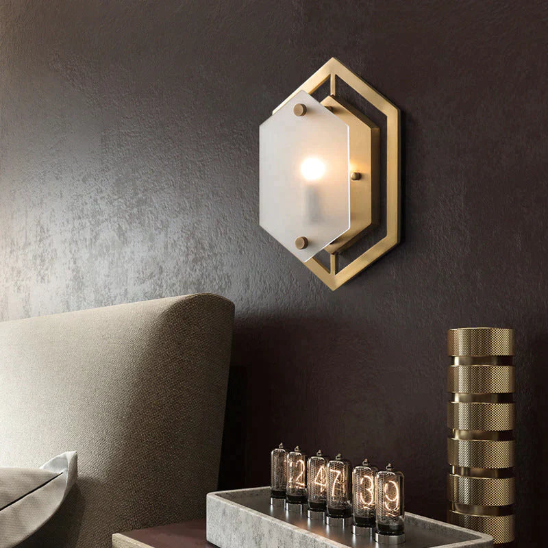 Modern Minimalist Luxury Hexagonal Copper Wall Lamp Copper Wall Lamps