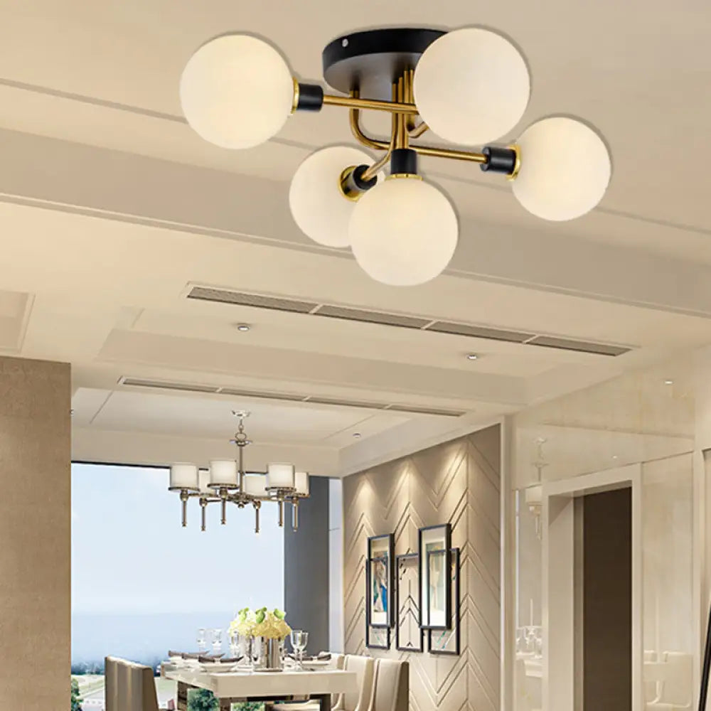 Modern Multi - Head Ceiling Lamp With Glass Metal Sphere Shade For Hotels 5 / White