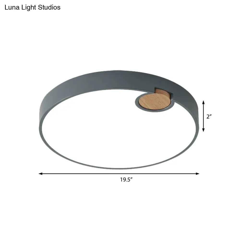 Modern Nordic Acrylic Led Flush Mount Ceiling Lamp Grey Wood Deco Warm/White/Neutral Light