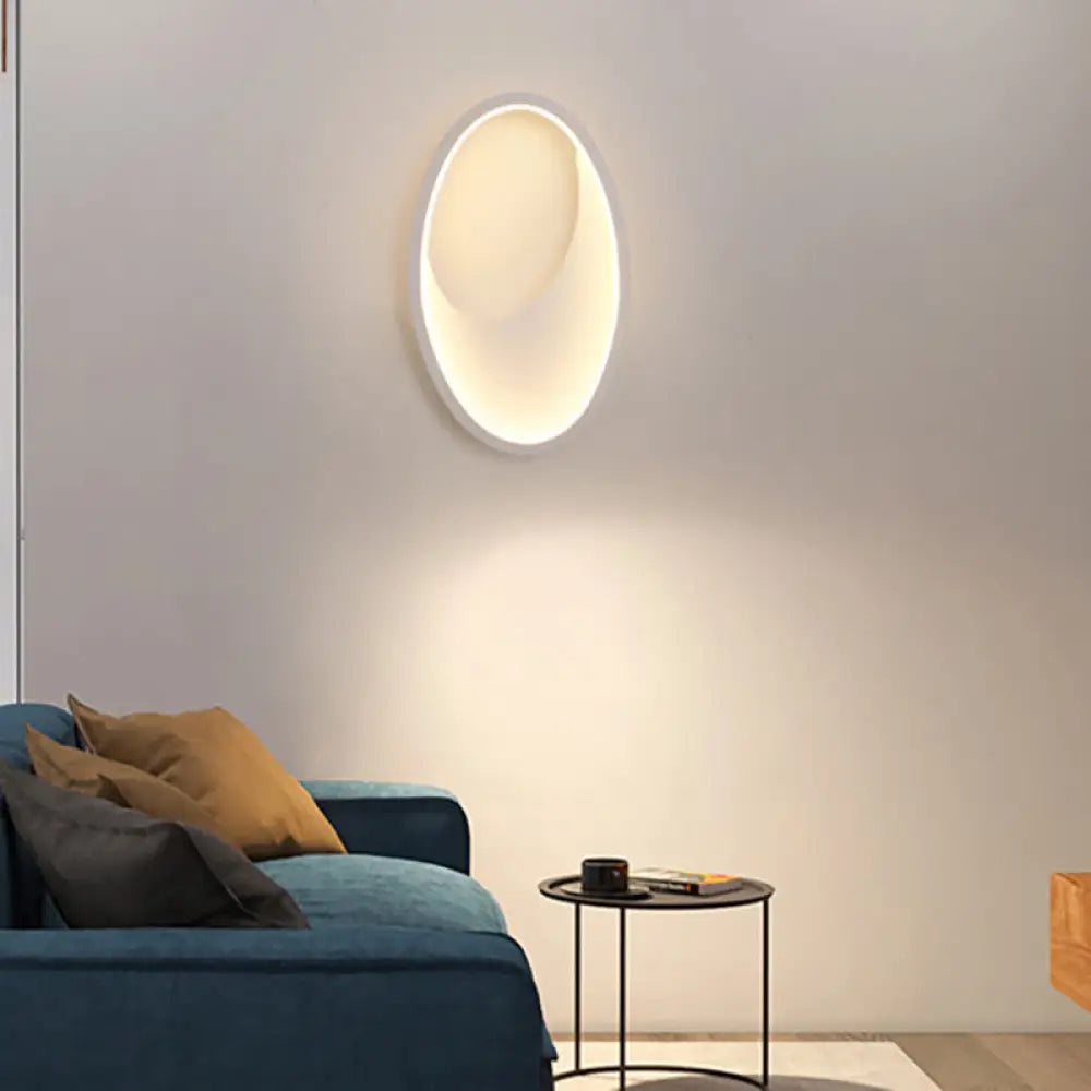 Modern Oval Wall Sconce Light - Acrylic White/Black Led Lamp For Bedroom Warm/White White /