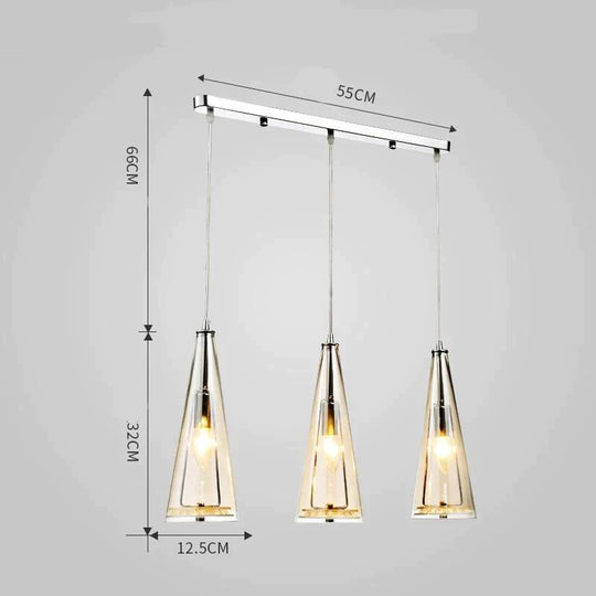 Modern Simple Led Chandelier Three Head Crystal Pendant