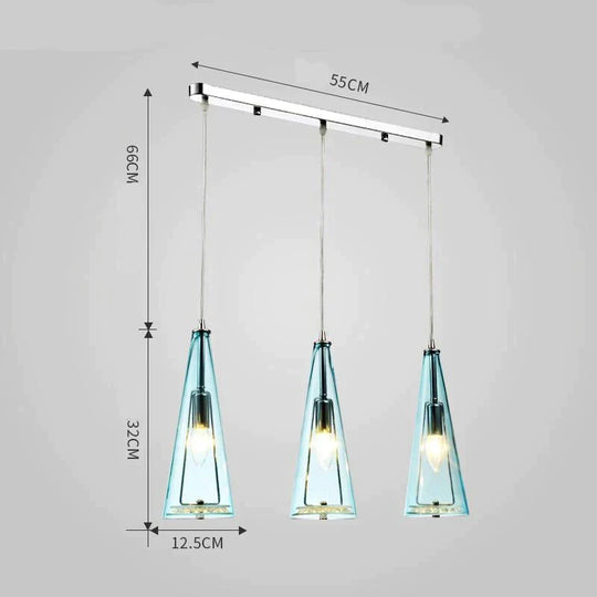 Modern Simple Led Chandelier Three Head Crystal Long Plate Water Blue / 5W Pendant