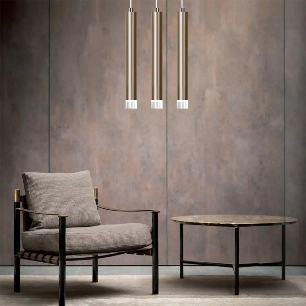 Lyla - Modern 12/19.5/23.5 H Slim Hanging Pendant Light Metal Black/Gold Led In Warm/White