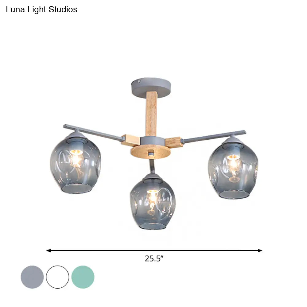 Modern Smoke Gray Glass Pendant Chandelier - 3/6 Light Modo Hanging Fixture For Living Room