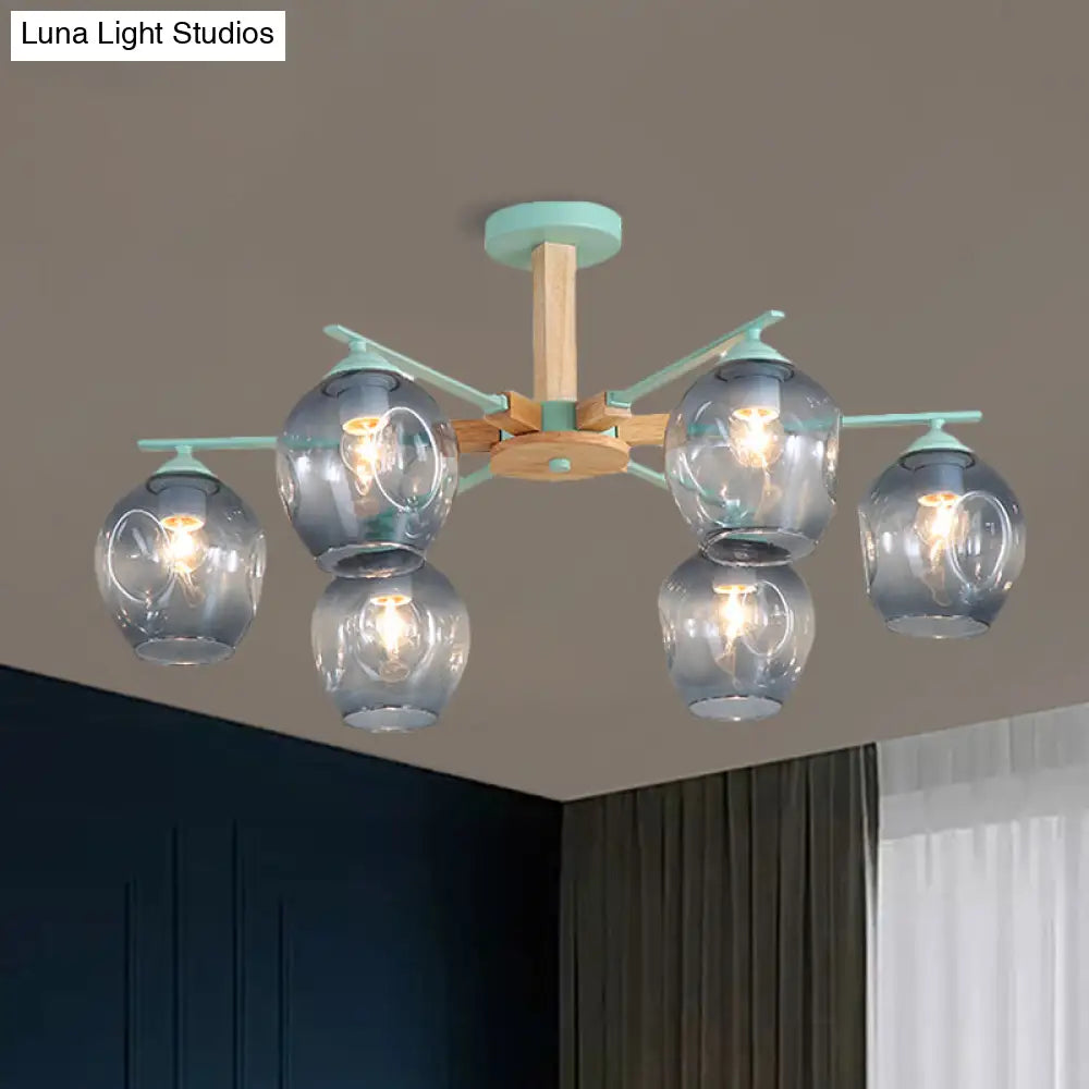 Modern Smoke Gray Glass Pendant Chandelier - 3/6 Light Modo Hanging Fixture For Living Room
