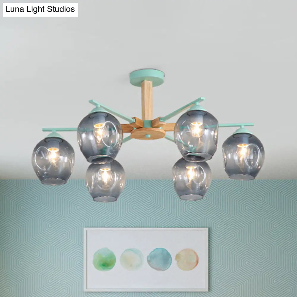 Modern Smoke Gray Glass Pendant Chandelier - 3/6 Light Modo Hanging Fixture For Living Room