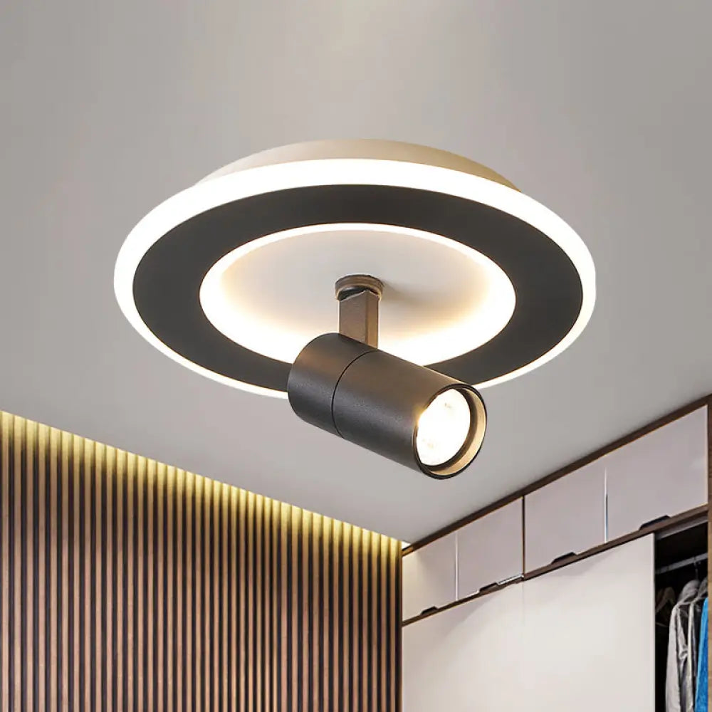 Modern Square/Round Flush Mount Led Acrylic Lamp In White/Black (White/Warm Light) Black / Warm