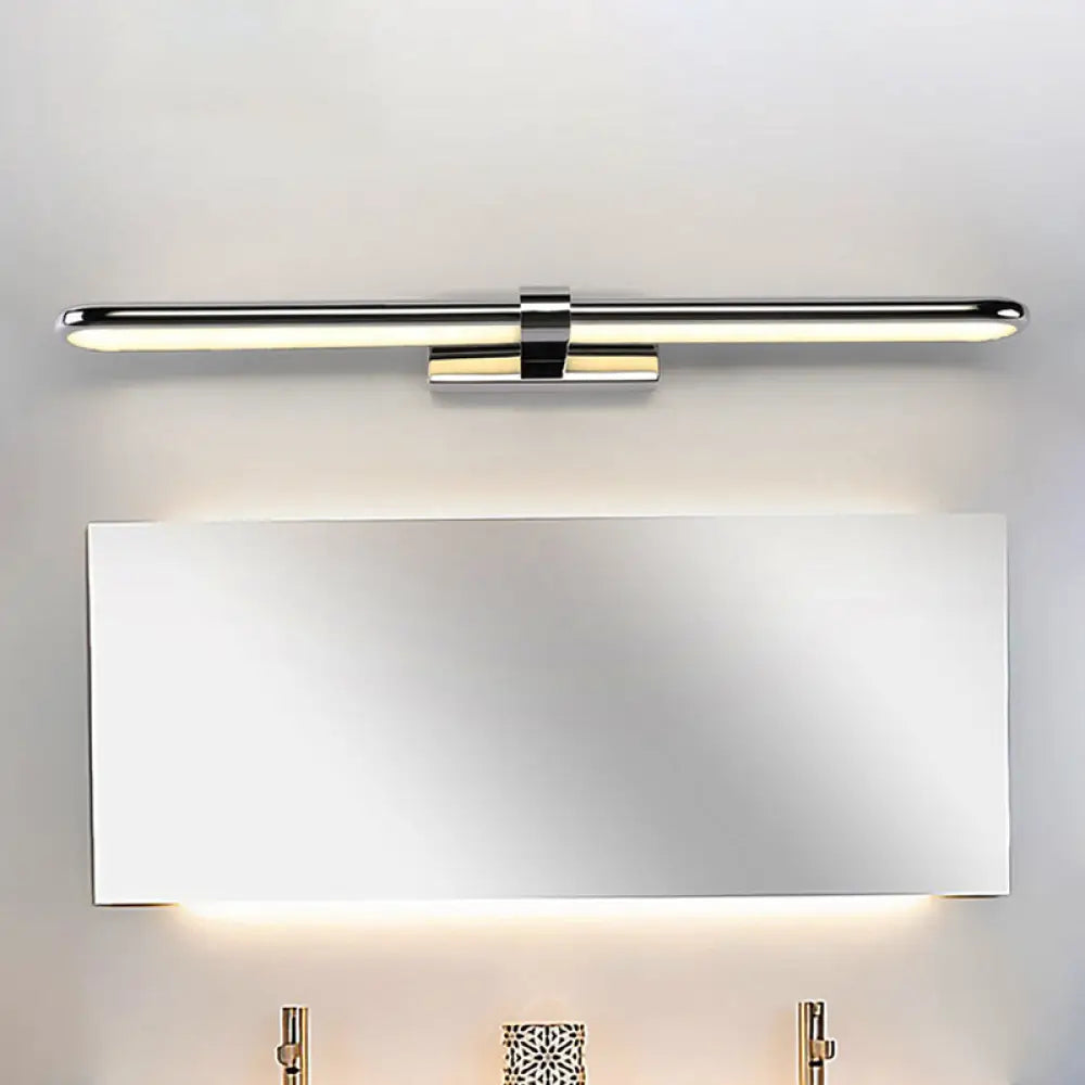Modern Stainless Steel Led Wall Lamp With Acrylic Oval Shade - Chrome Vanity Lighting Fixture