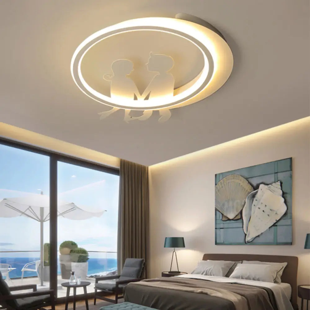 Modern White Acrylic Circle Ceiling Light Fixture For Bedroom - Contemporary Design / 16’ Warm