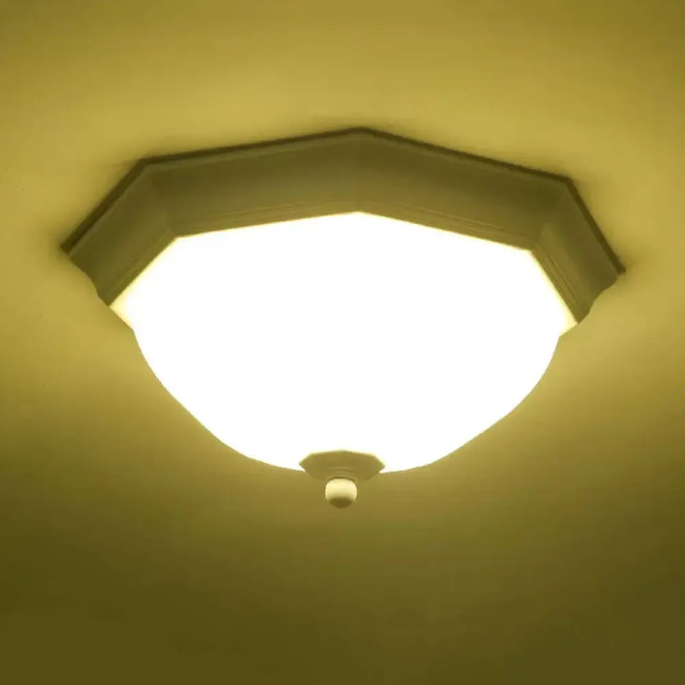 Modern White Glass Fluted Ceiling Mount Light For Porch