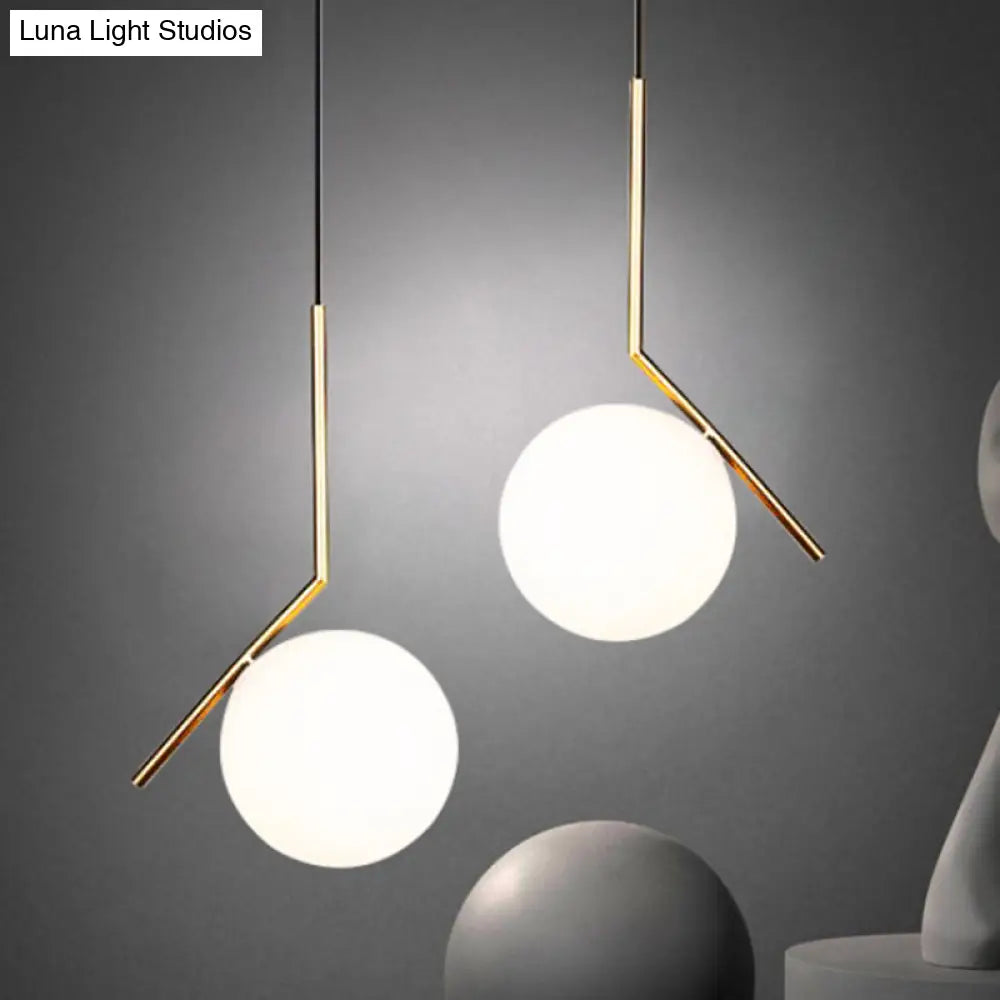 Modern White Glass Pendant Bedroom Light Fixture