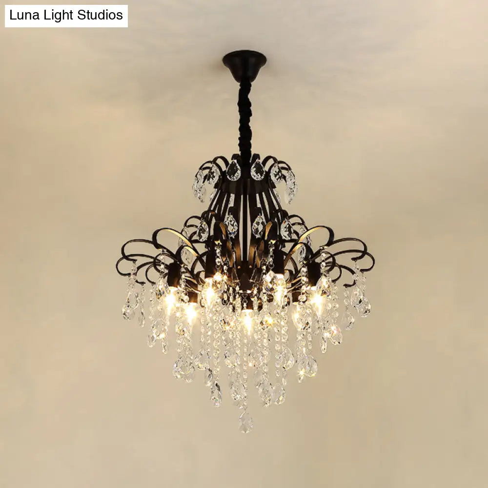 Modernist Crystal Chandelier Pendant Light With 3/6 Heads In Black/Gold - Perfect For Bedroom