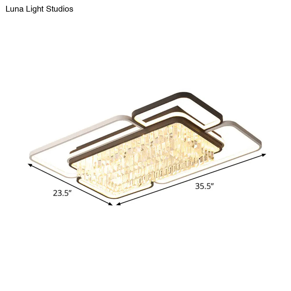 Modernist Crystal Prisms Led Ceiling Flush Mount Light - Black - White Flushmount For Living Room