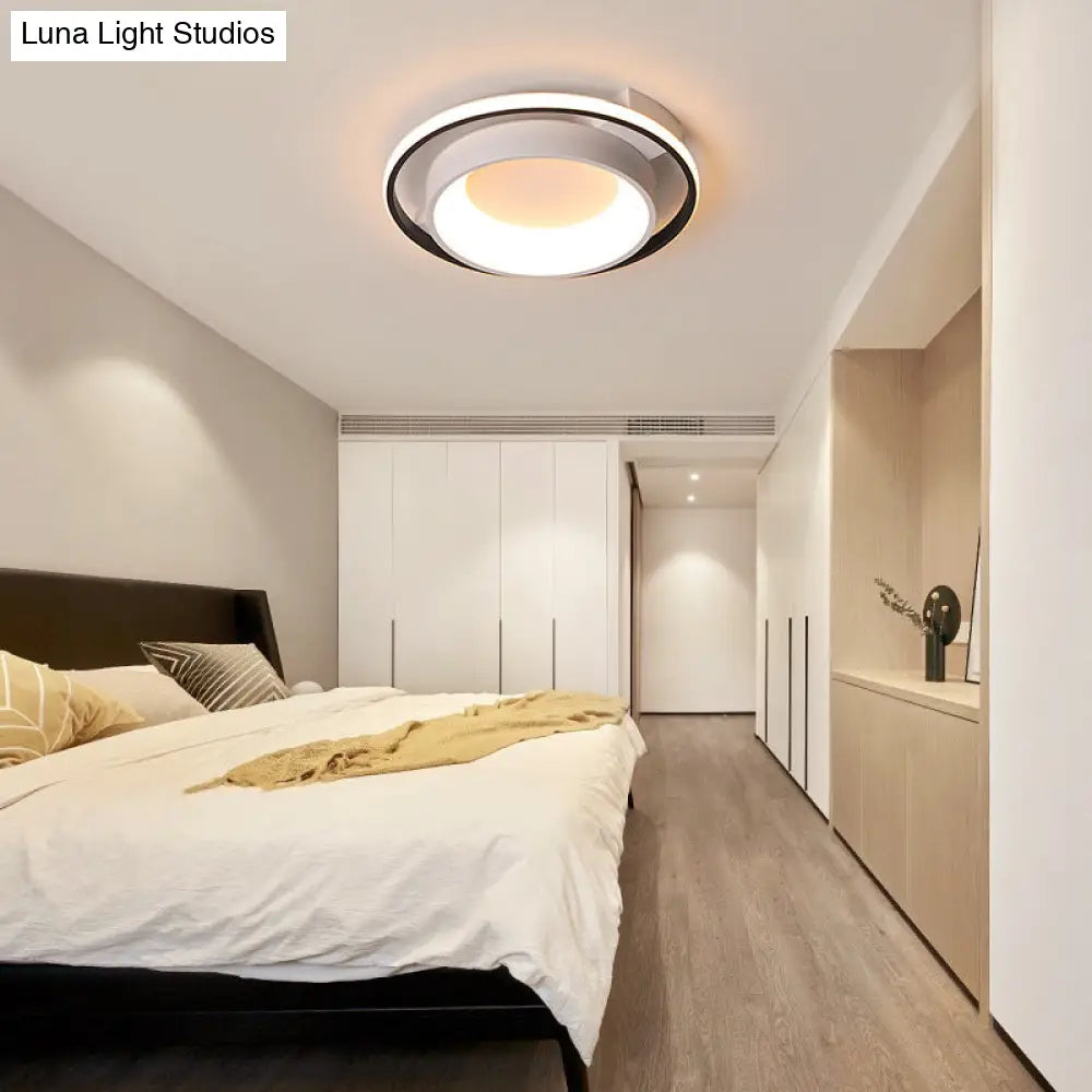 Modernist Style Metallic Dish Ceiling Lamp - 16’/19.5’ Dia Led Flush Mount In Warm/White Light