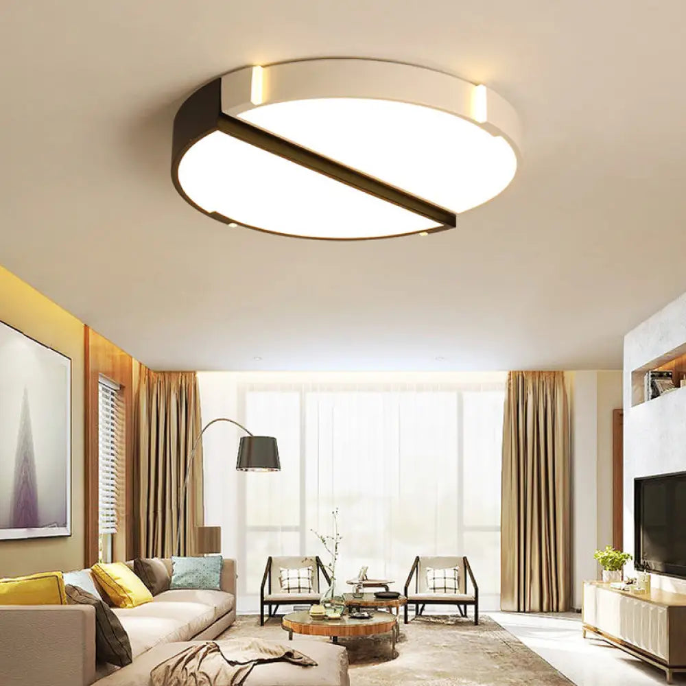 Monochromatic Acrylic Flush Mount Ceiling Light For Dining Room Black - White / 19.5’ Warm