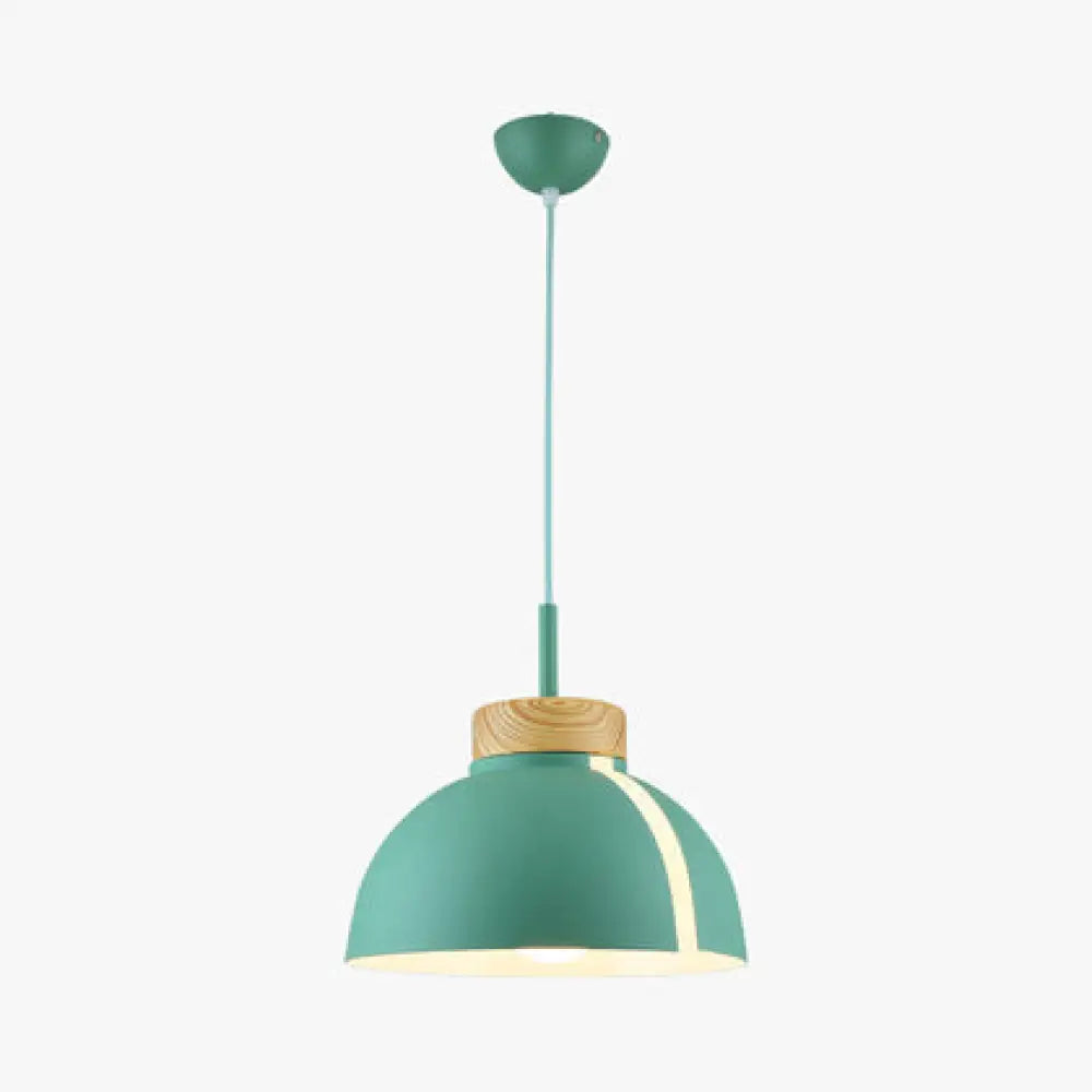 Nordic 1 Light Metal Shade Suspension Pendant - Pink/White/Black Dome Ceiling Green
