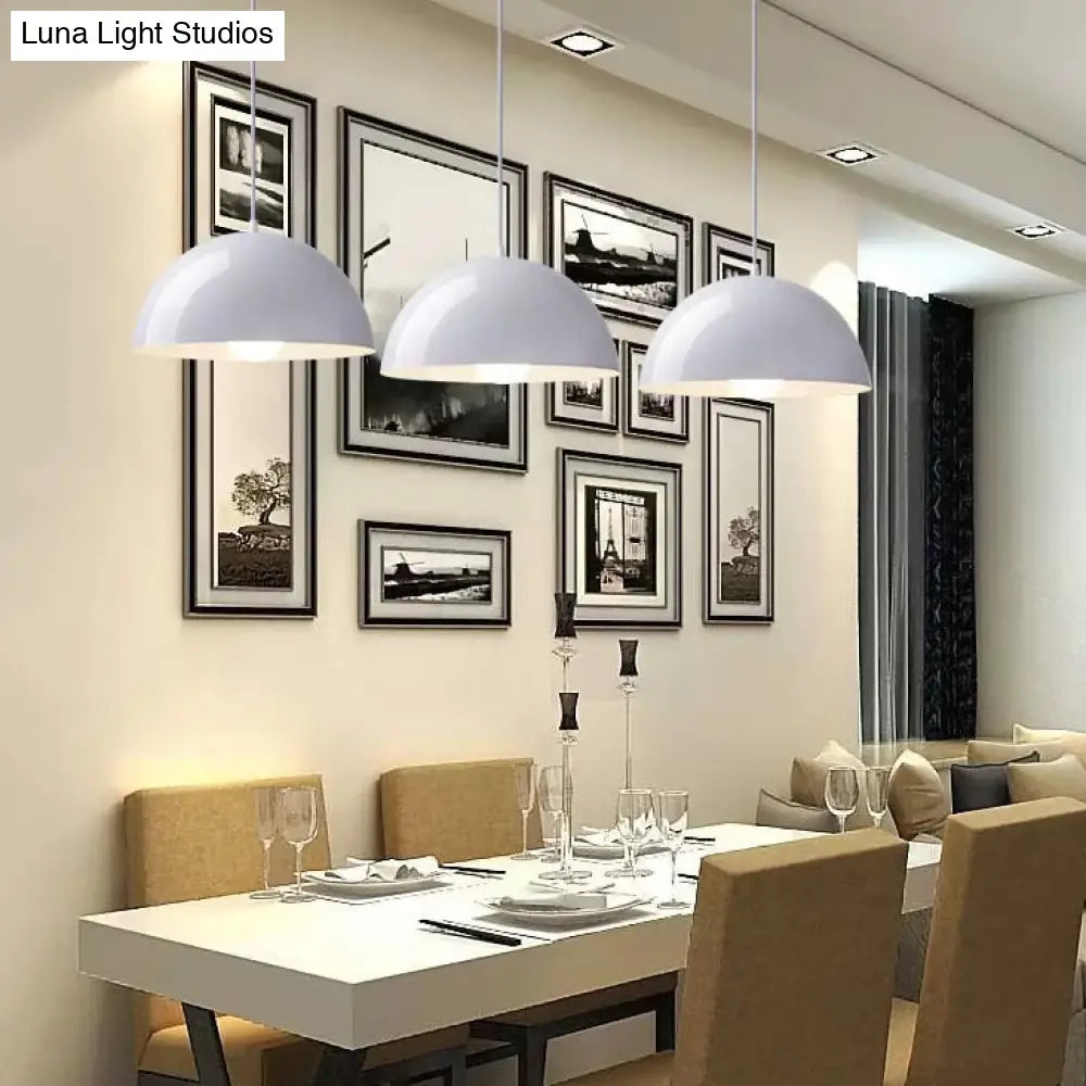 Nordic Aluminum Dome Hanging Light - 1 Suspension For Dining Room (Black/White/Red 12/14/16) White /