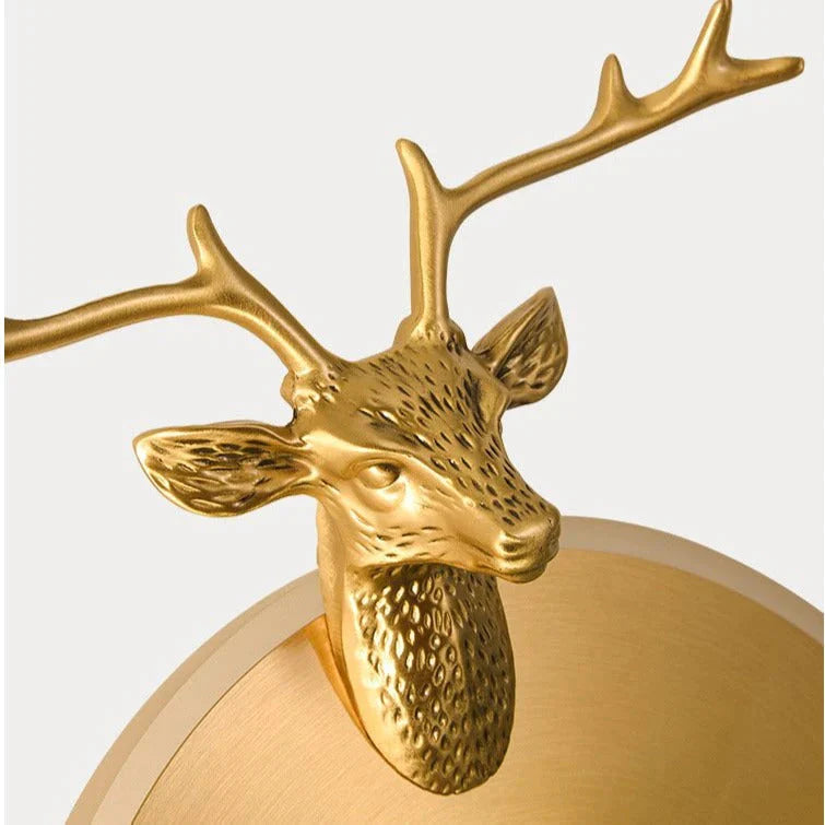 Lampe murale en cuivre de salon de chambre à coucher Nordic Antlers