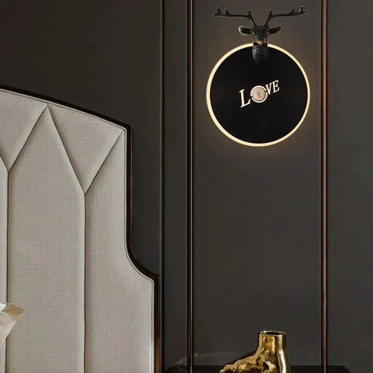 Lampe murale en cuivre de salon de chambre à coucher Nordic Antlers