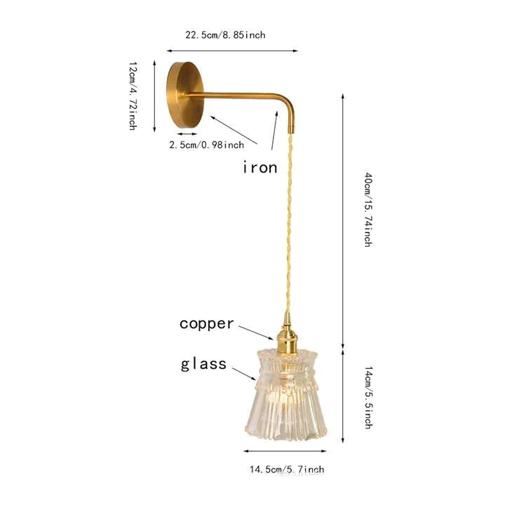 Nordic Copper Wall Lamp Mirror Front Lamp Bedside Toilet Cloakroom Background Wall Brass Glass Led Wall Lamp With pure