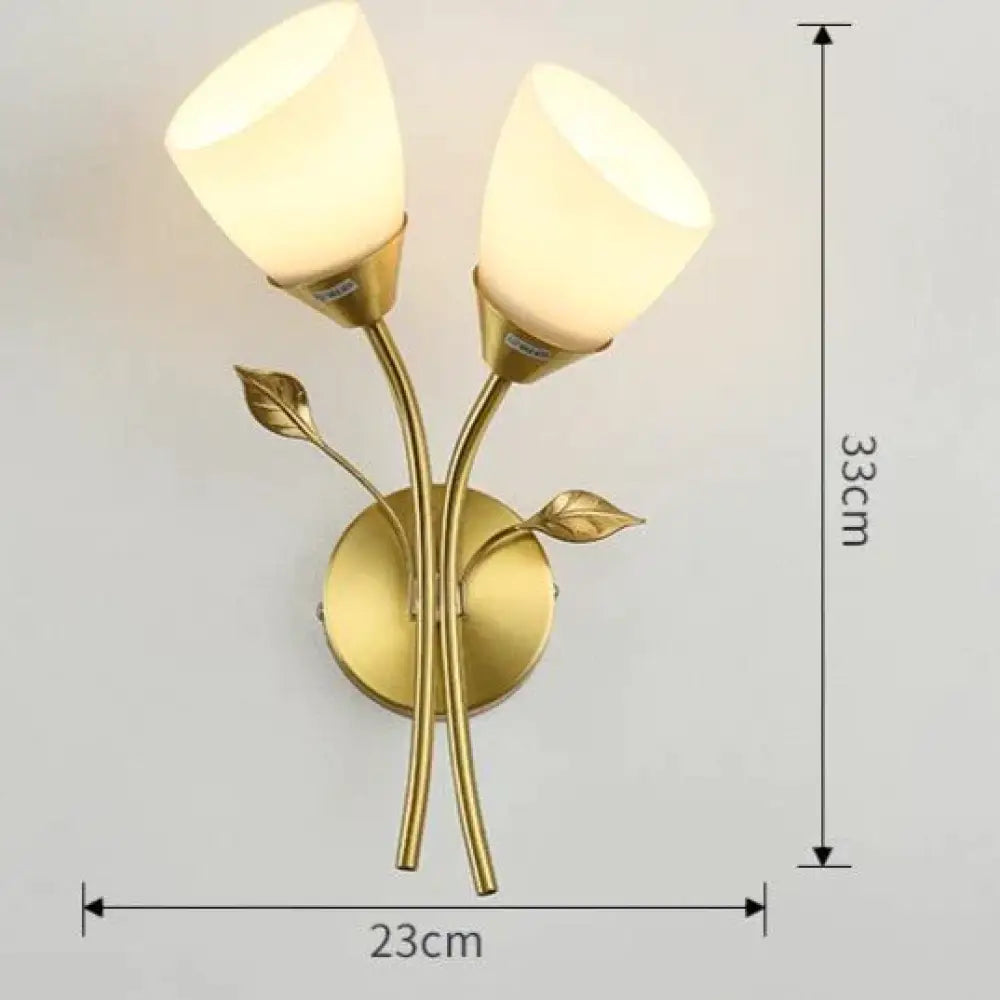 Nordic Flower Living Room Stairs Bedroom Bedside Copper Wall Lamp Double Copper Wall Lamps