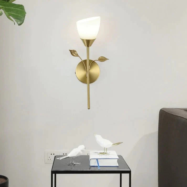 Applique murale en cuivre de chevet de chambre à coucher d'escaliers de salon de fleur nordique