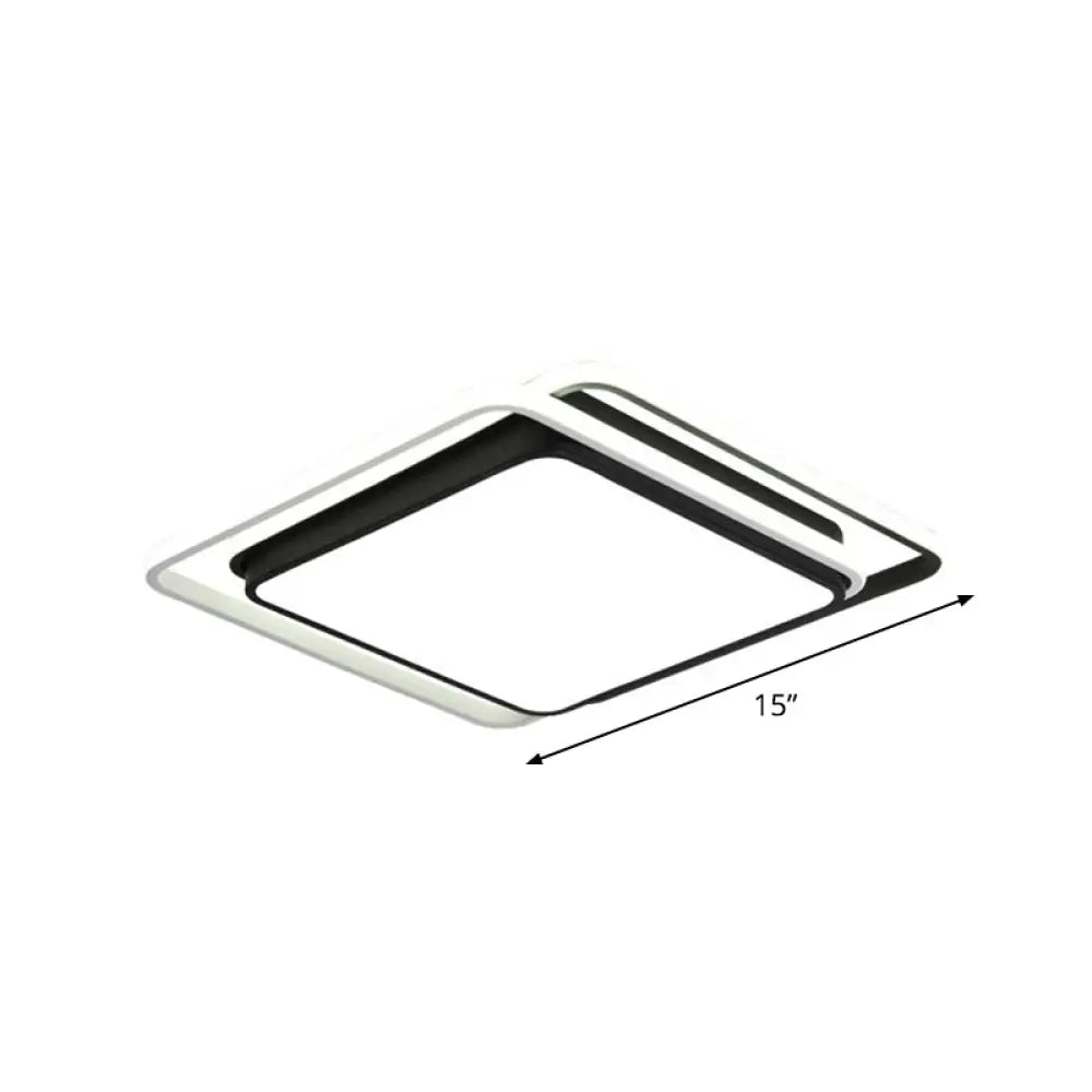 Nordic Geometric Led Flush Mount Ceiling Light With Acrylic Shade For Bedroom Black / White Square