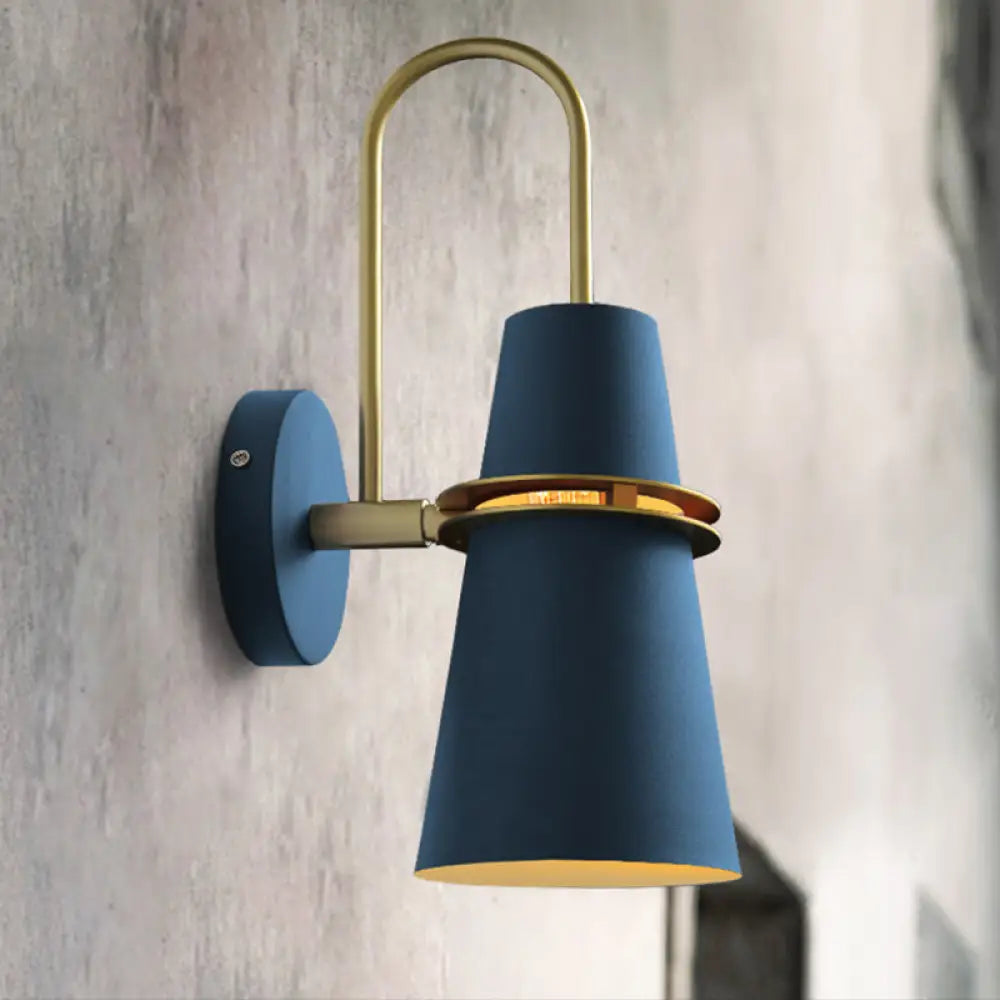 Nordic Horn-Shaped Wall Mount Reading Lamp For Bedroom With Metal Construction And Slit - 1 Head