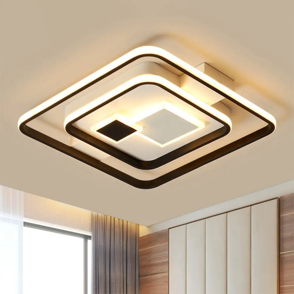 Nordic Led Black Metal Flushmount Ceiling Light For Bedroom 16.5’/20.5’ W / 16.5’