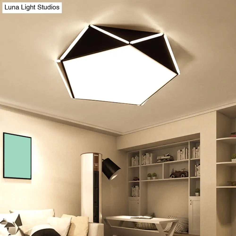 Nordic Led Ceiling Lamp - Pentagon Flush Mount Light With Acrylic Panel