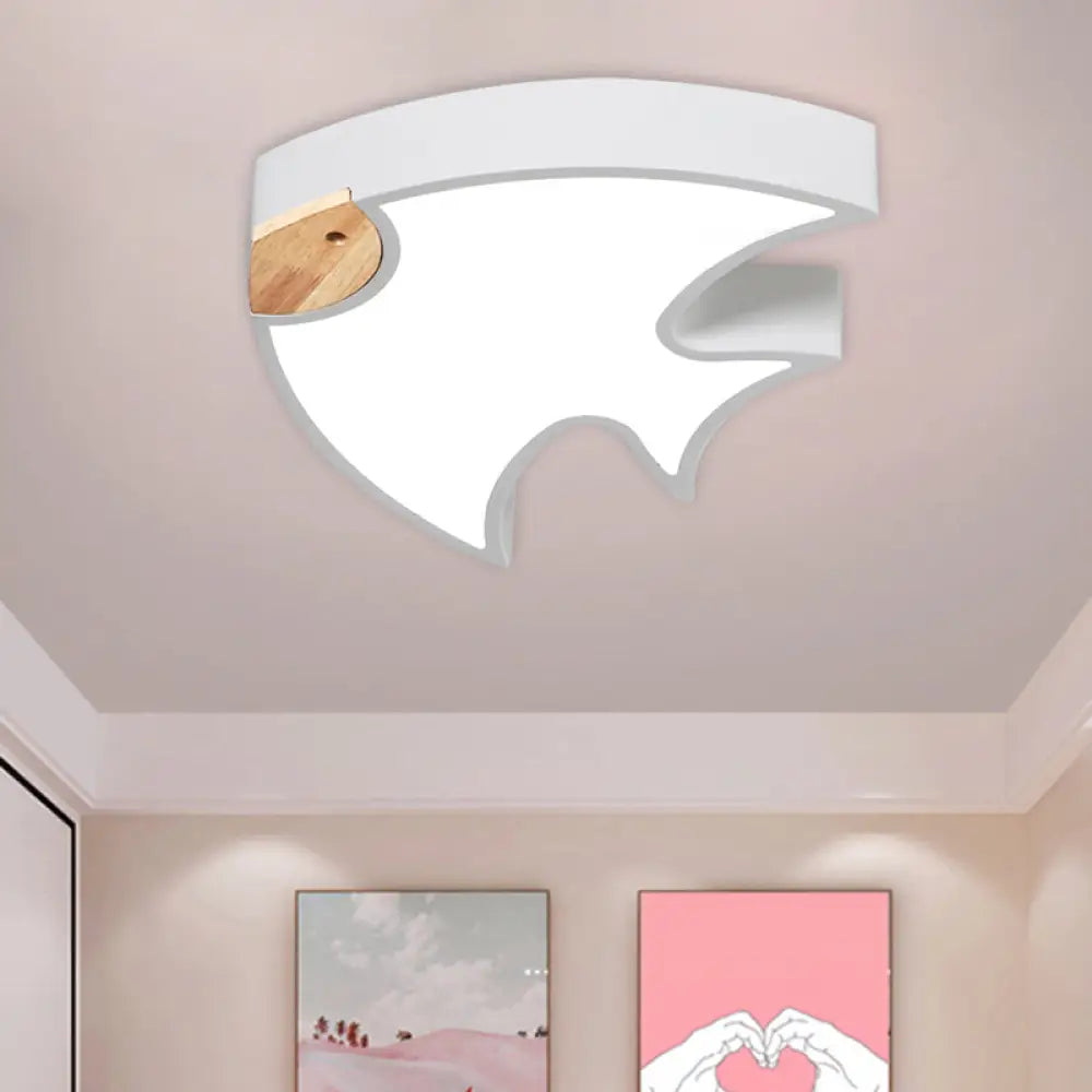 Nordic Led Fish - Shaped Flush Lamp For Bedroom In White/Grey/Pink Acrylic White