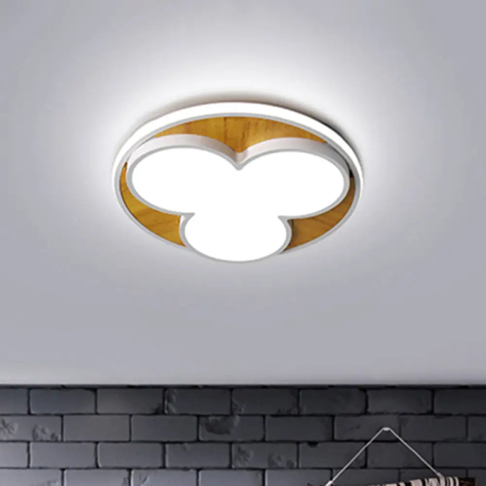 Nordic Led Flush Ceiling Light: Black/White Flower Design 16.5/20.5 Wide White/Warm Light