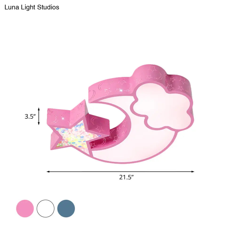 Nordic Led Flush Ceiling Light With Acrylic Starry Sky Design - Ideal For Child’s Bedroom