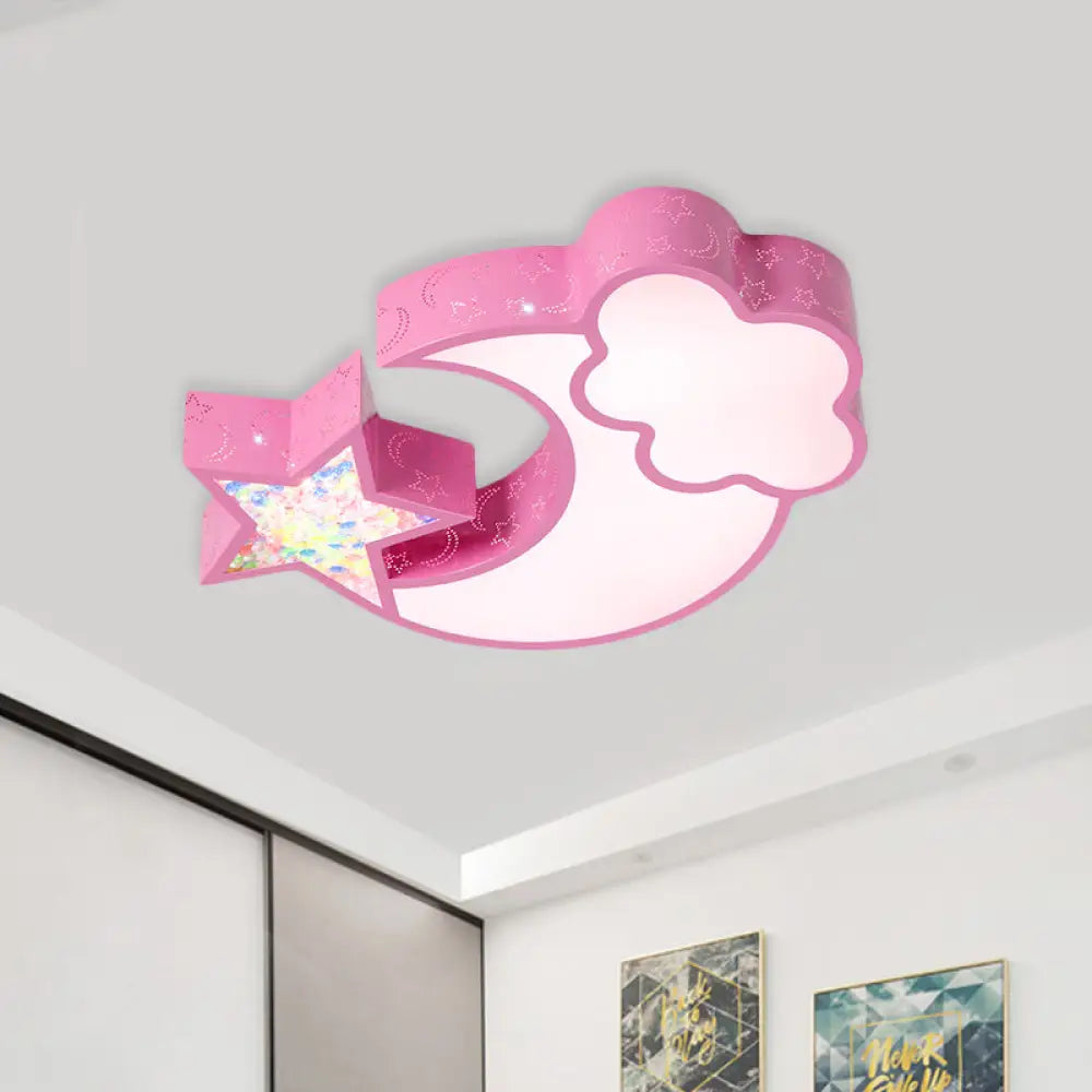 Nordic Led Flush Ceiling Light With Acrylic Starry Sky Design - Ideal For Child’s Bedroom