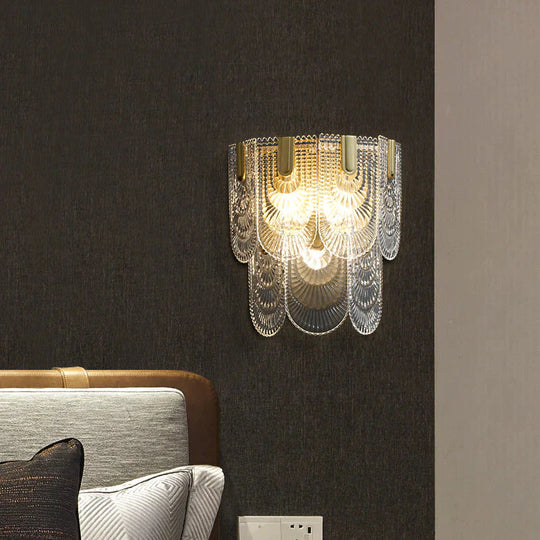 Applique murale en cuivre de chevet de chambre à coucher créative de luxe Nordic Light