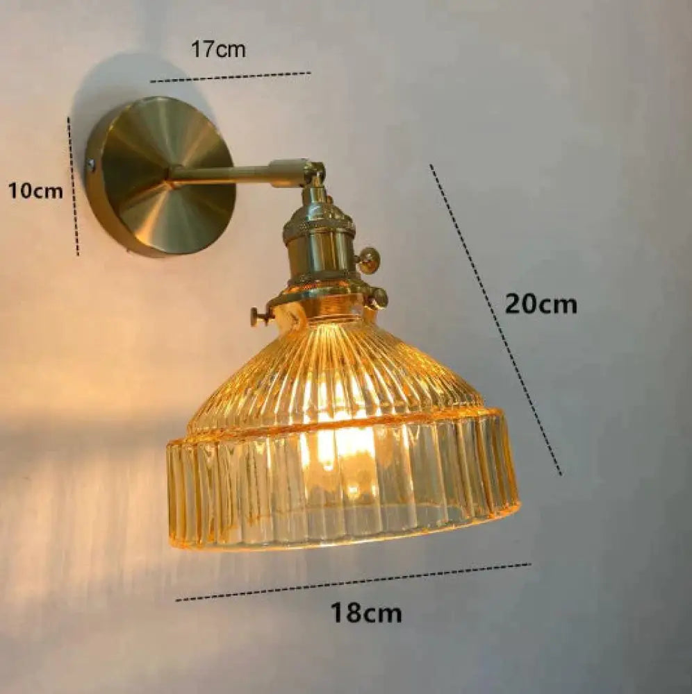 Nordic Literature And Art Fresh Bedroom Glass Brass Copper Wall Lamp Amber / No light source Copper Wall Lamps