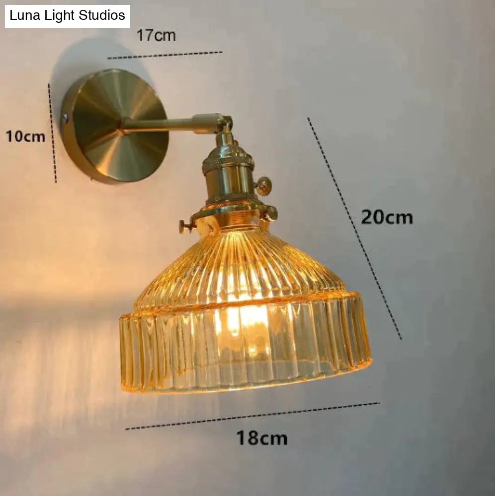 Nordic Literature And Art Fresh Bedroom Glass Brass Copper Wall Lamp Amber / No Light Source Copper