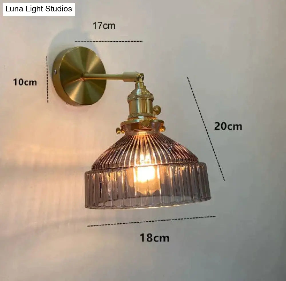 Nordic Literature And Art Fresh Bedroom Glass Brass Copper Wall Lamp Gray / No Light Source Copper