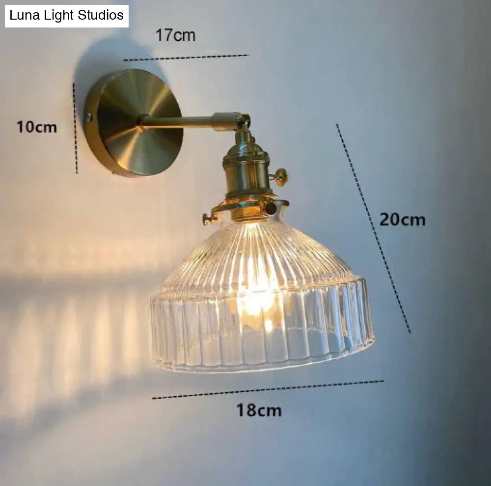 Nordic Literature And Art Fresh Bedroom Glass Brass Copper Wall Lamp Transparent / No Light Source