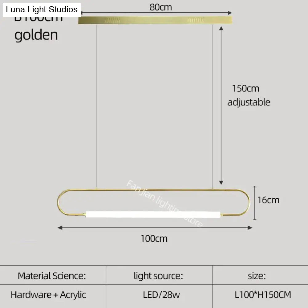 Nordic Minimalist Bar Hanging Rectangular Frame Pendant Light Pendant