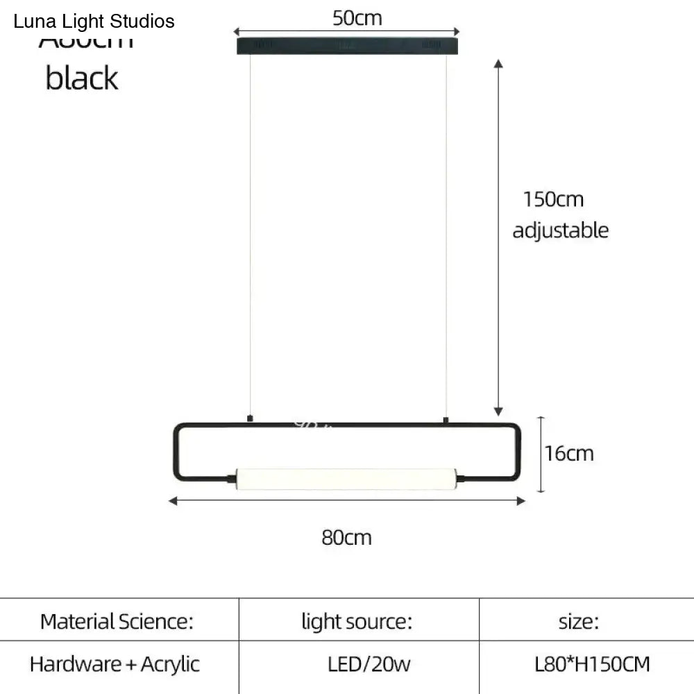 Nordic Minimalist Bar Hanging Rectangular Frame Pendant Light Pendant