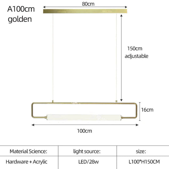 Nordic Minimalist Bar Hanging Rectangular Frame Pendant Light Pendant